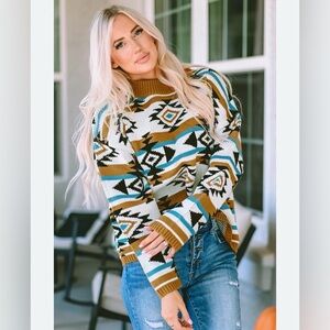 Savanna Jane Aztec/ Southwestern Sweater Size Small. Style# 19617